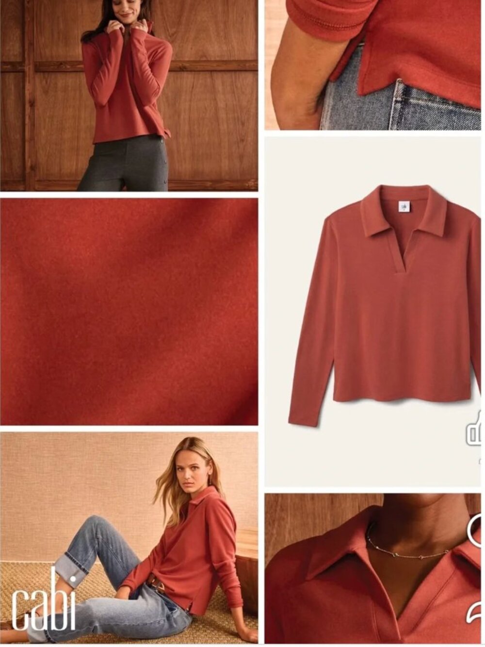 CAbi Rust Collared Pullover Top - Picture 2 of 2